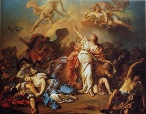 Niobe trying to protect her children, Jacques-Louis David. Wikipedia.org